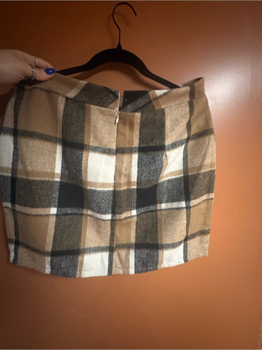 SHEIN Plaid Brown Wool-Blend Mini Skirt - Picture 2 of 8